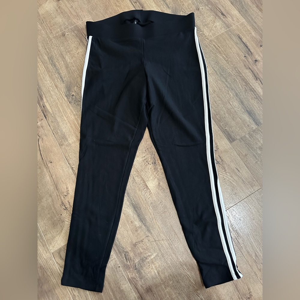 Torrid Black Leggings with White Stripes